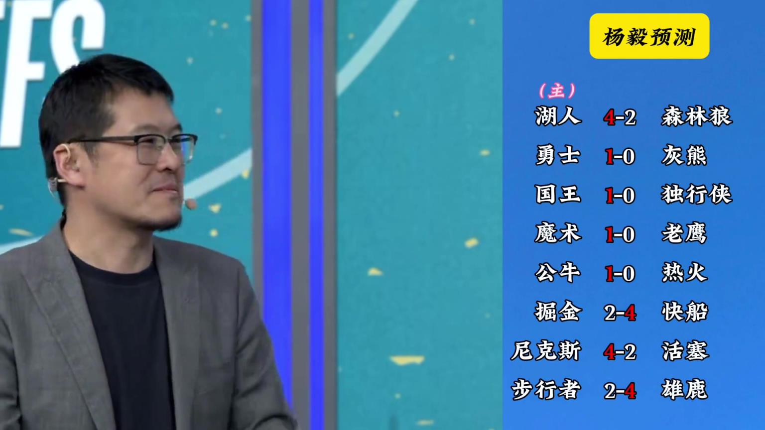 明燈來(lái)了！看看楊毅的季后賽預(yù)測(cè)：湖人4-2狼 快船4-2掘金
